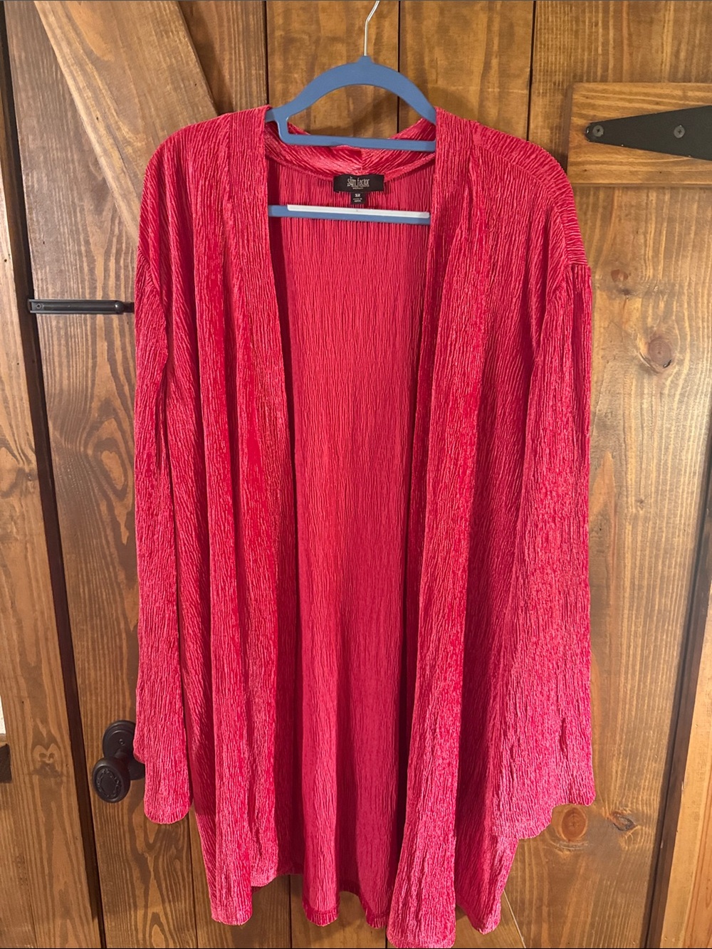 Investments Women's Raspberry Open-Front Crinkle Cardigan